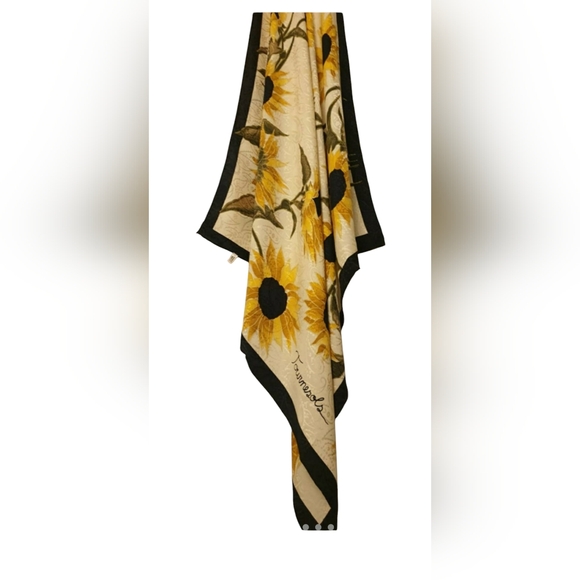 Vintage tournesols sunflower silk scarf with hand rolled hem by Nature Co. - Picture 4 of 9